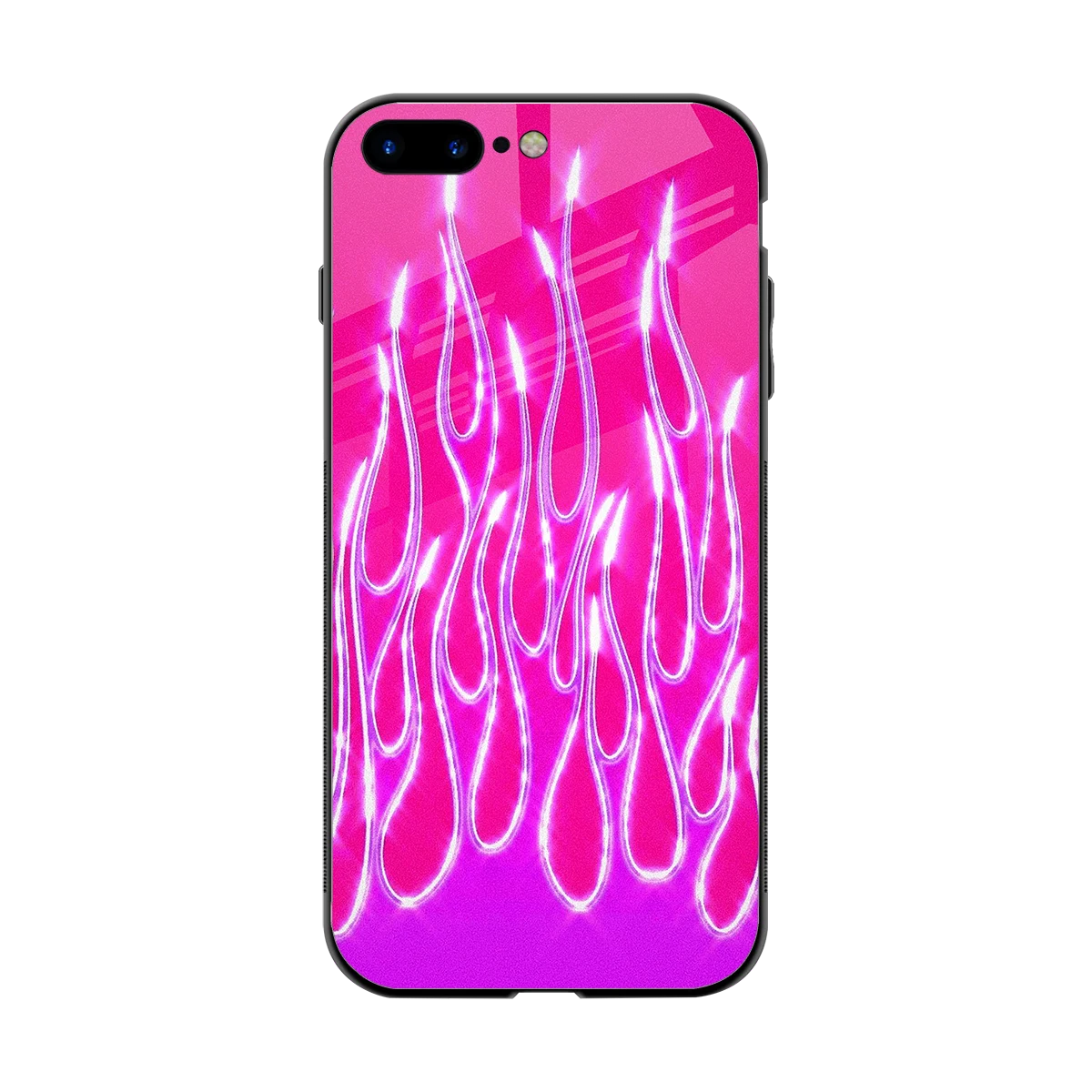 Flames Hot Pink back phone cover | glass case for iphone 8 plus