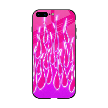 Flames Hot Pink back phone cover | glass case for iphone 8 plus