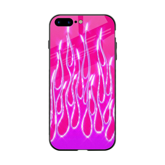 Flames Hot Pink back phone cover | glass case for iphone 8 plus