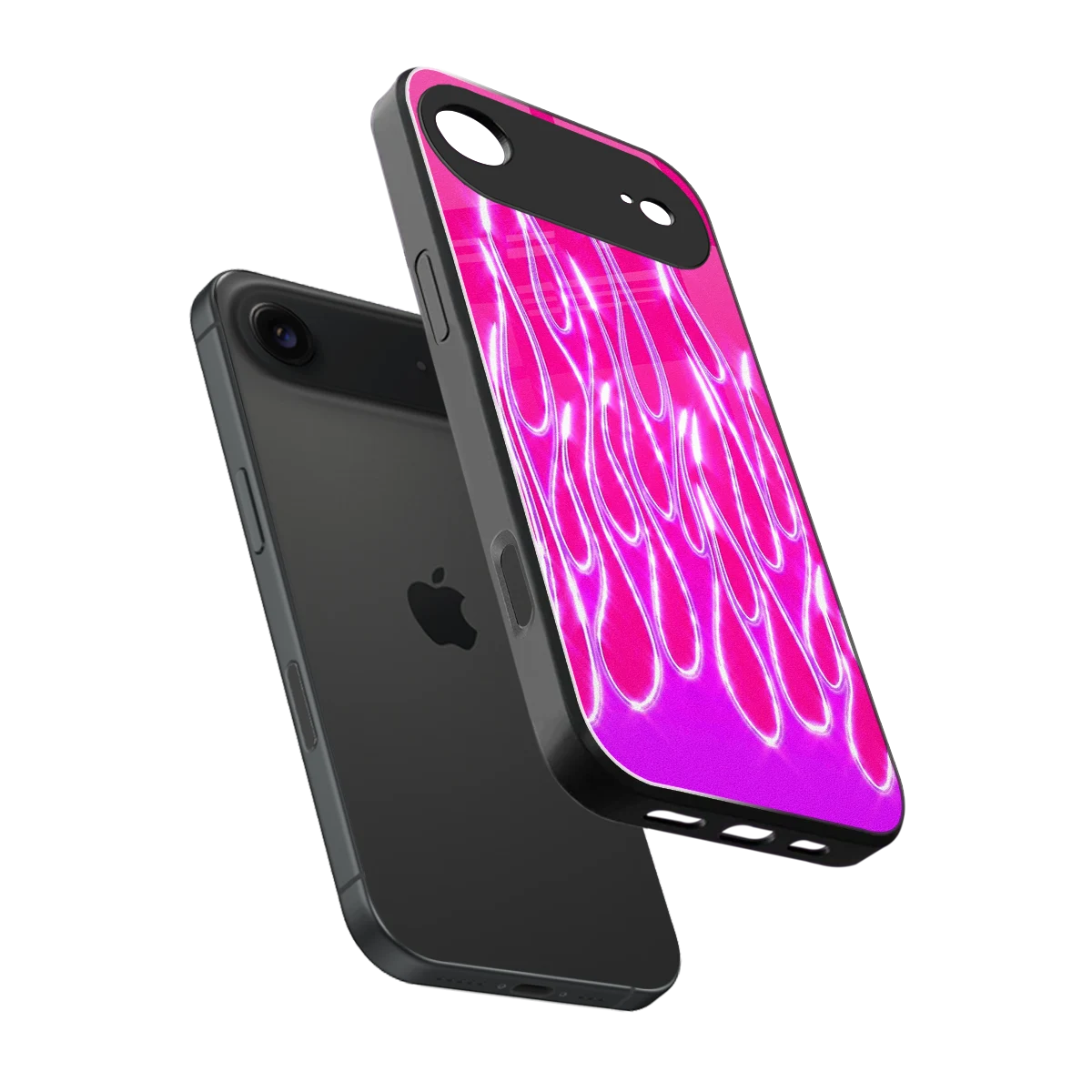 Flames Hot Pink sleek iphone air cover with tempered glass back and TPU edges