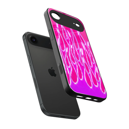 Flames Hot Pink sleek iphone air cover with tempered glass back and TPU edges