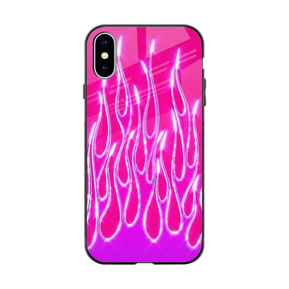Flames Hot Pink back phone cover | glass case for iphone xs