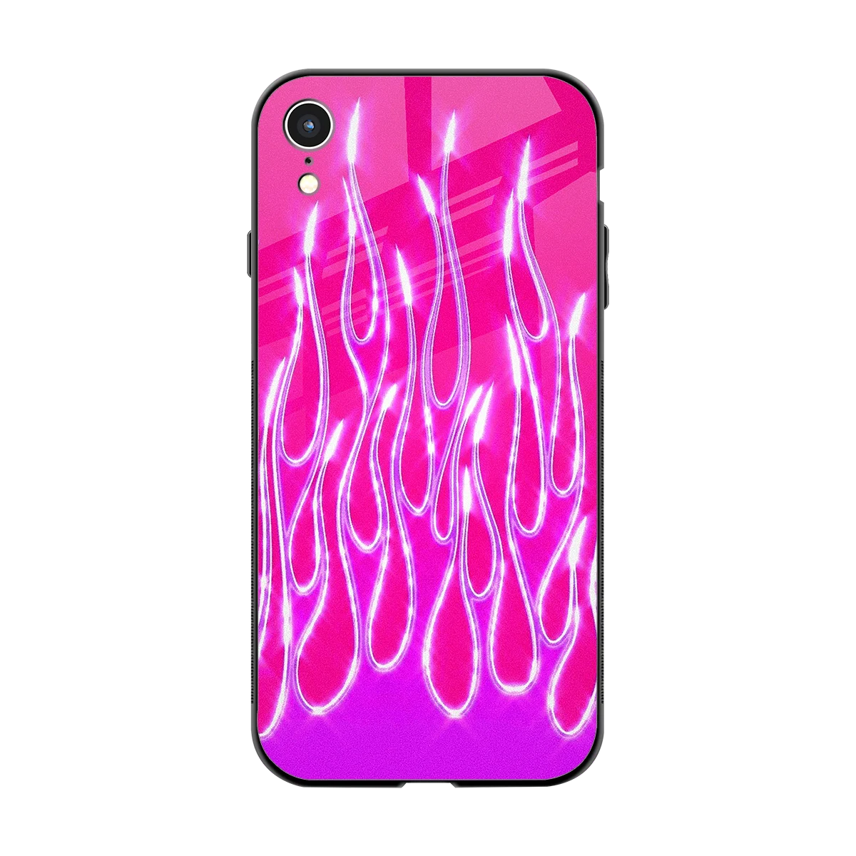 Flames Hot Pink back phone cover | glass case for iphone xr