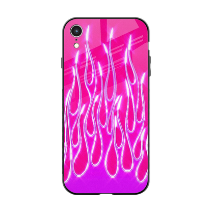Flames Hot Pink back phone cover | glass case for iphone xr
