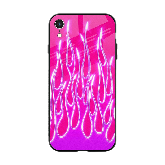 Flames Hot Pink back phone cover | glass case for iphone xr
