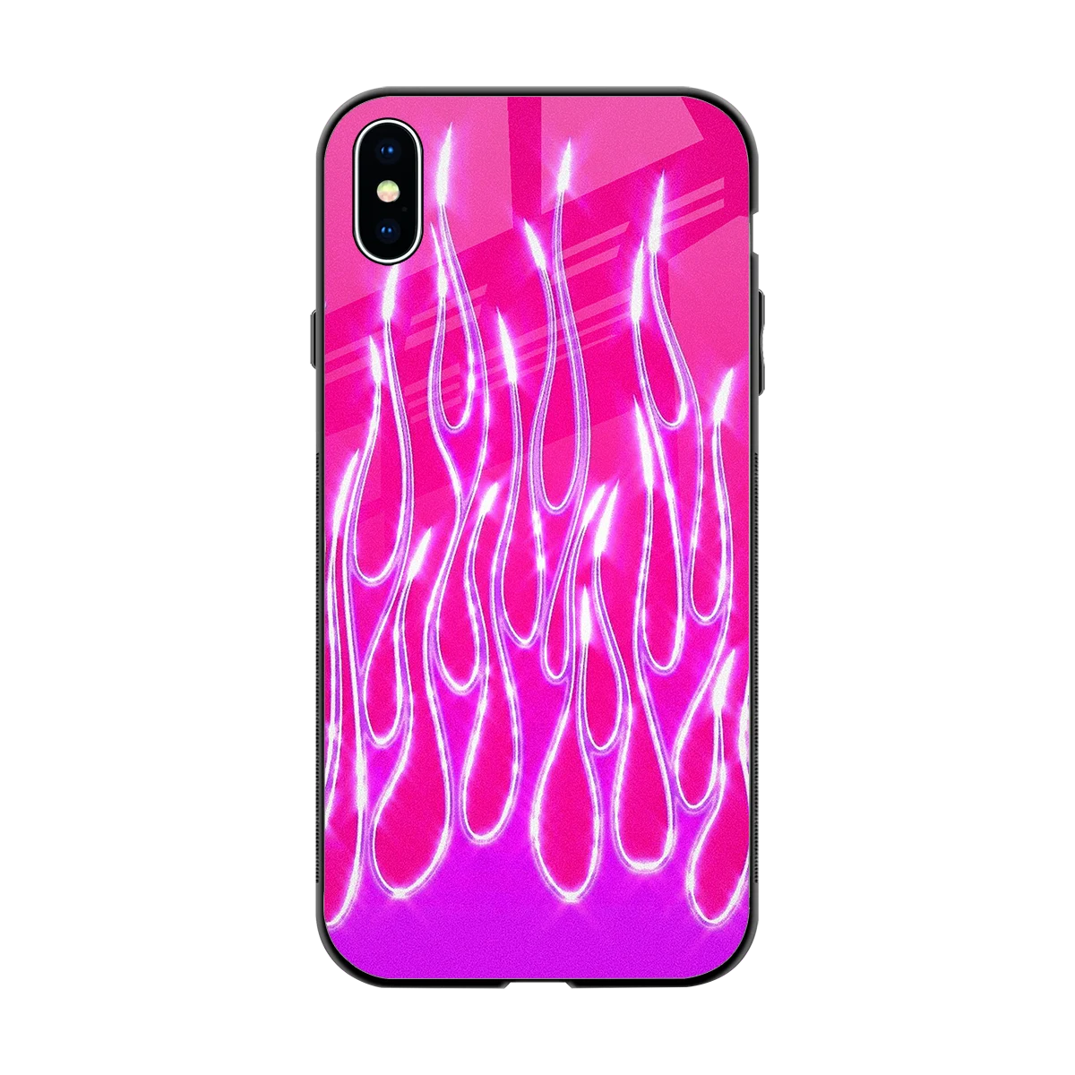 Flames Hot Pink back phone cover | glass case for iphone xs max