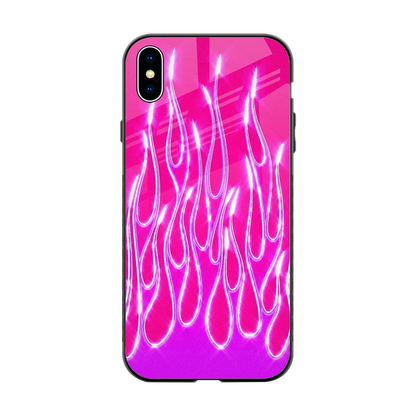 Flames Hot Pink back phone cover | glass case for iphone xs max