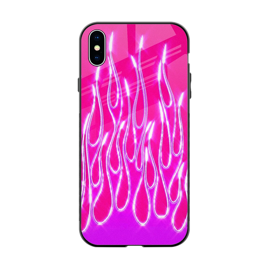 Flames Hot Pink back phone cover | glass case for iphone xs max
