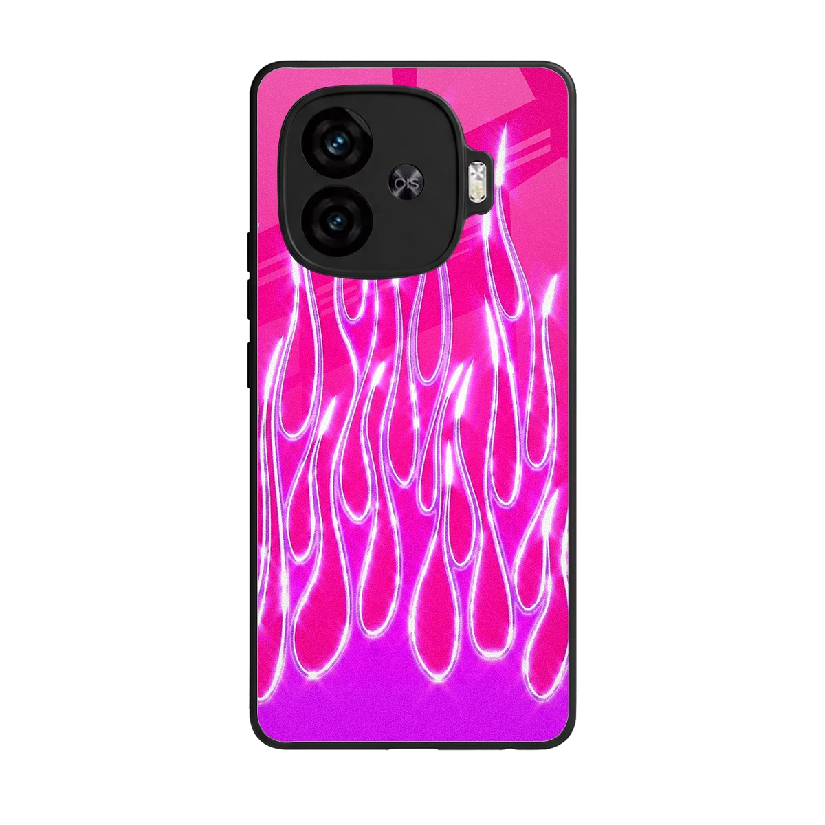 Flames Hot Pink back phone cover | glass case for iqoo neo 10r 5g