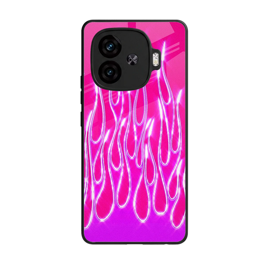 Flames Hot Pink back phone cover | glass case for iqoo neo 10r 5g