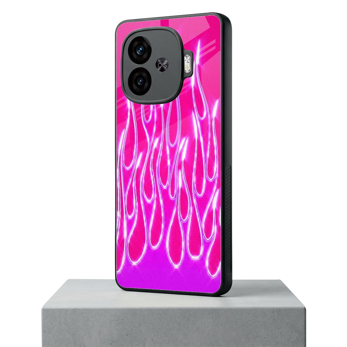 Flames Hot Pink iqoo neo 10r 5g mobile cover | shockproof glass phone case