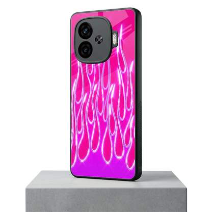 Flames Hot Pink iqoo neo 10r 5g mobile cover | shockproof glass phone case