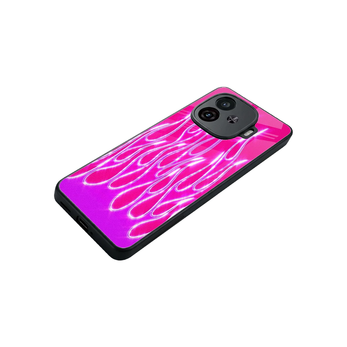 Flames Hot Pink stylish phone case for iqoo neo 10r 5g | glossy glass and slim fit
