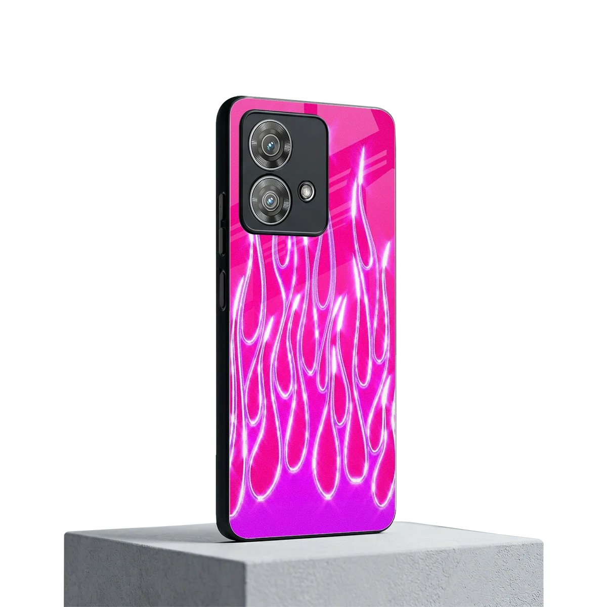 Flames Hot Pink motorola edge 40 neo 5g mobile cover | shockproof glass phone case