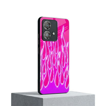 Flames Hot Pink motorola edge 40 neo 5g mobile cover | shockproof glass phone case