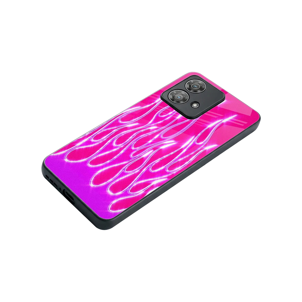 Flames Hot Pink stylish phone case for motorola edge 40 neo 5g | glossy glass and slim fit