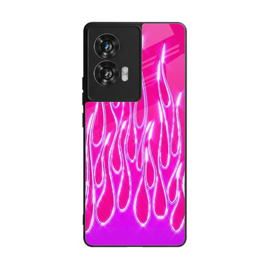 Flames Hot Pink back phone cover | glass case for motorola edge 50 fusion