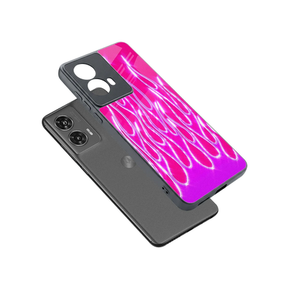 Flames Hot Pink sleek motorola edge 50 fusion cover with tempered glass back and TPU edges