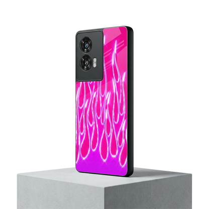 Flames Hot Pink motorola edge 50 fusion mobile cover | shockproof glass phone case