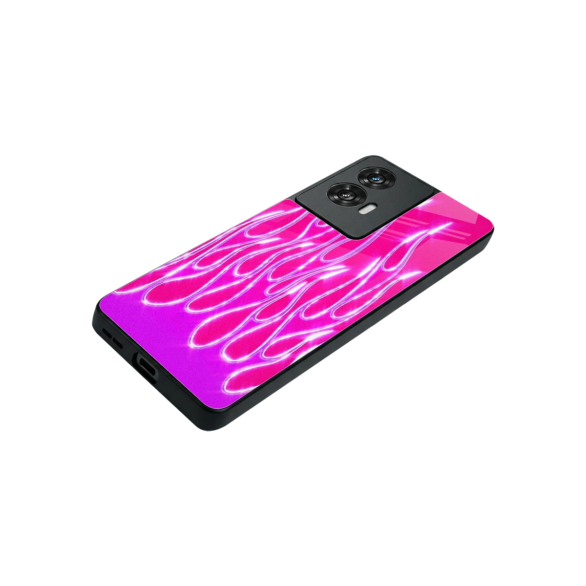 Flames Hot Pink stylish phone case for motorola edge 50 fusion | glossy glass and slim fit