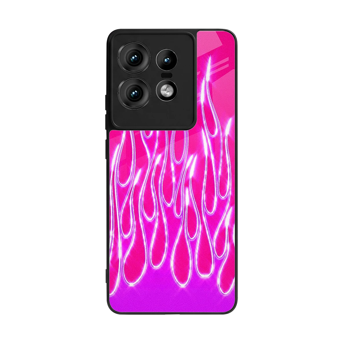 Flames Hot Pink back phone cover | glass case for motorola edge 50 pro
