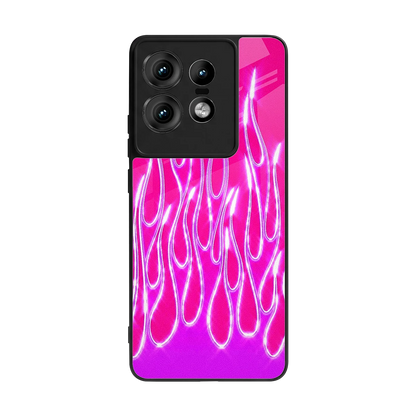 Flames Hot Pink back phone cover | glass case for motorola edge 50 pro