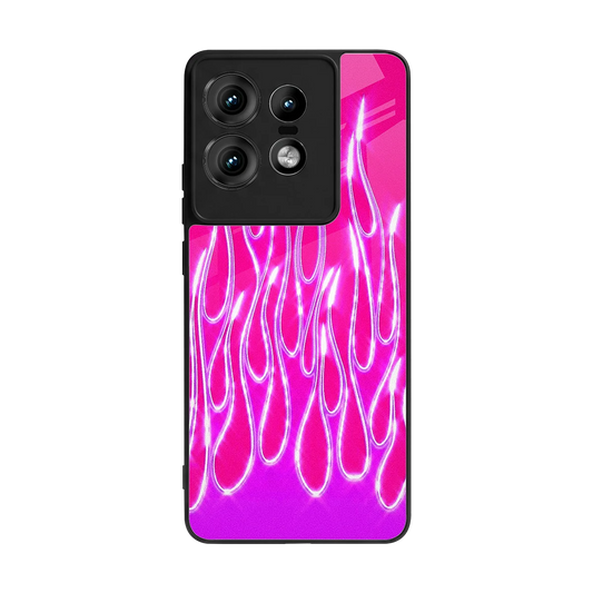 Flames Hot Pink back phone cover | glass case for motorola edge 50 pro