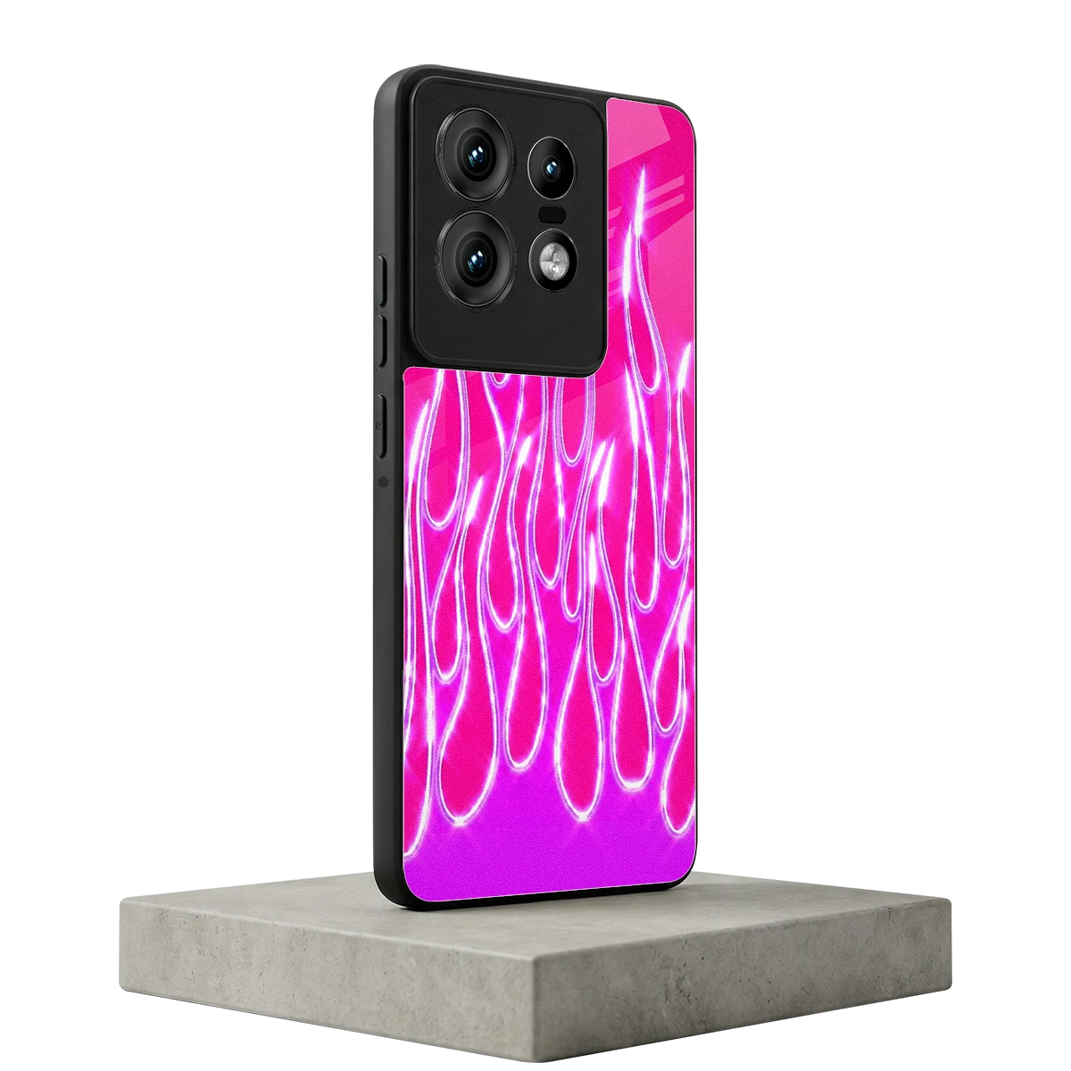 Flames Hot Pink motorola edge 50 pro mobile cover | shockproof glass phone case