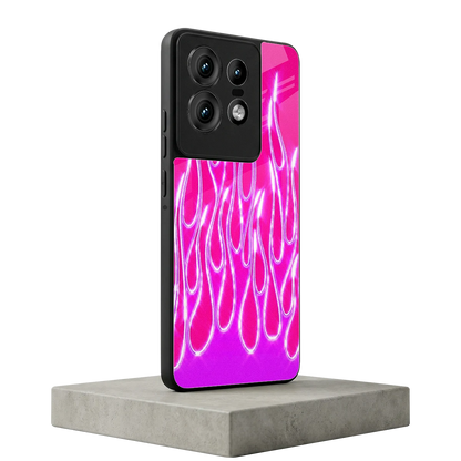 Flames Hot Pink motorola edge 50 pro mobile cover | shockproof glass phone case
