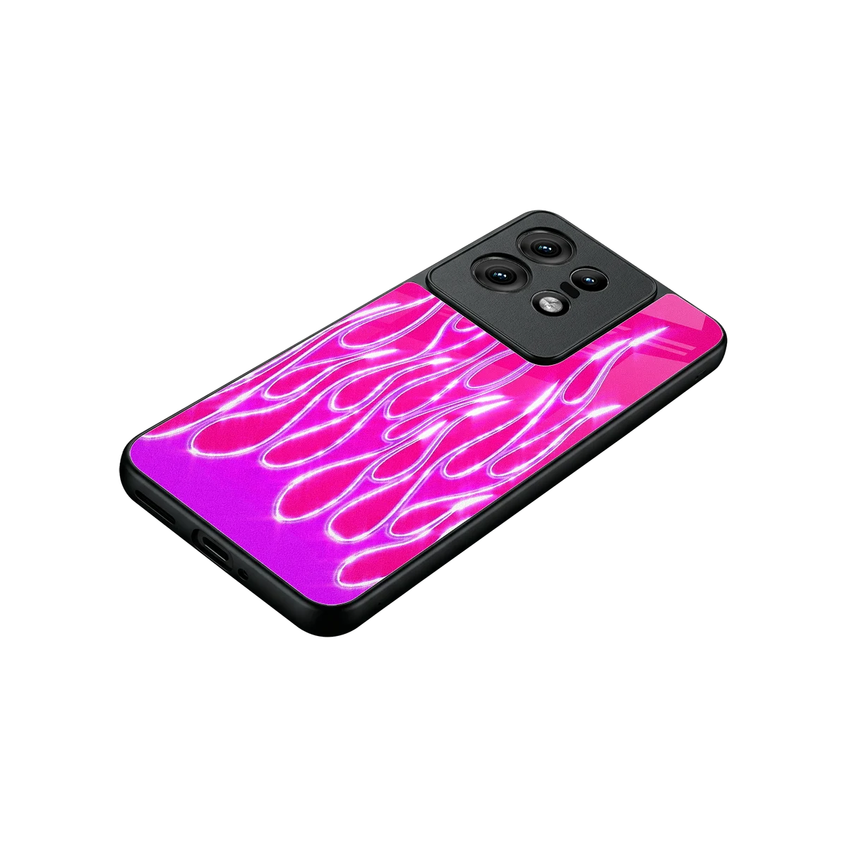 Flames Hot Pink stylish phone case for motorola edge 50 pro | glossy glass and slim fit