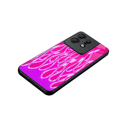 Flames Hot Pink stylish phone case for motorola edge 50 pro | glossy glass and slim fit