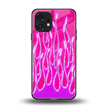 Flames Hot Pink back phone cover | glass case for nothing phone 1
