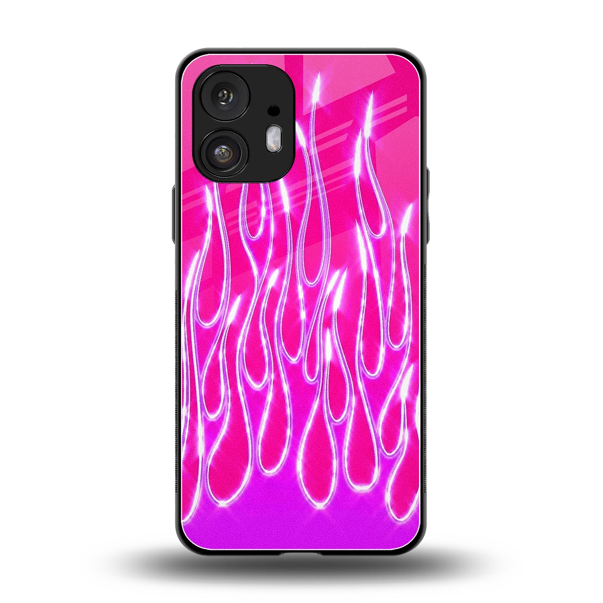 Flames Hot Pink back phone cover | glass case for nothing phone 2