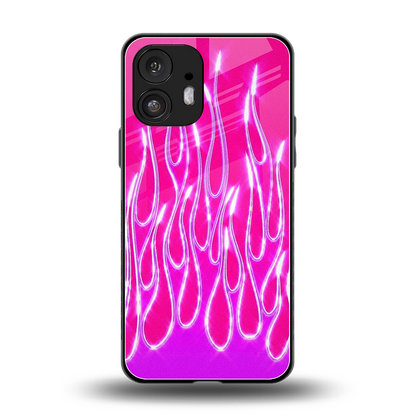 Flames Hot Pink back phone cover | glass case for nothing phone 2