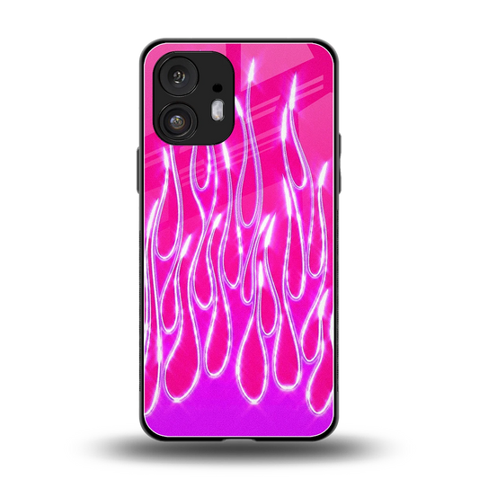 Flames Hot Pink back phone cover | glass case for nothing phone 2