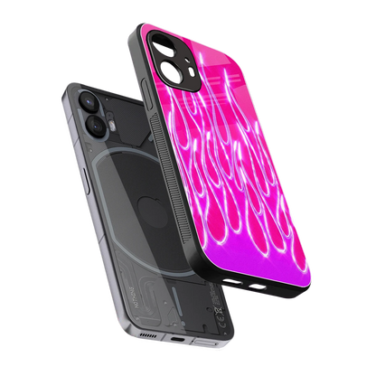 Flames Hot Pink sleek nothing phone 2 cover with tempered glass back and TPU edges