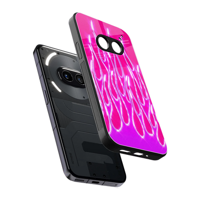 Flames Hot Pink sleek nothing phone 2a plus cover with tempered glass back and TPU edges