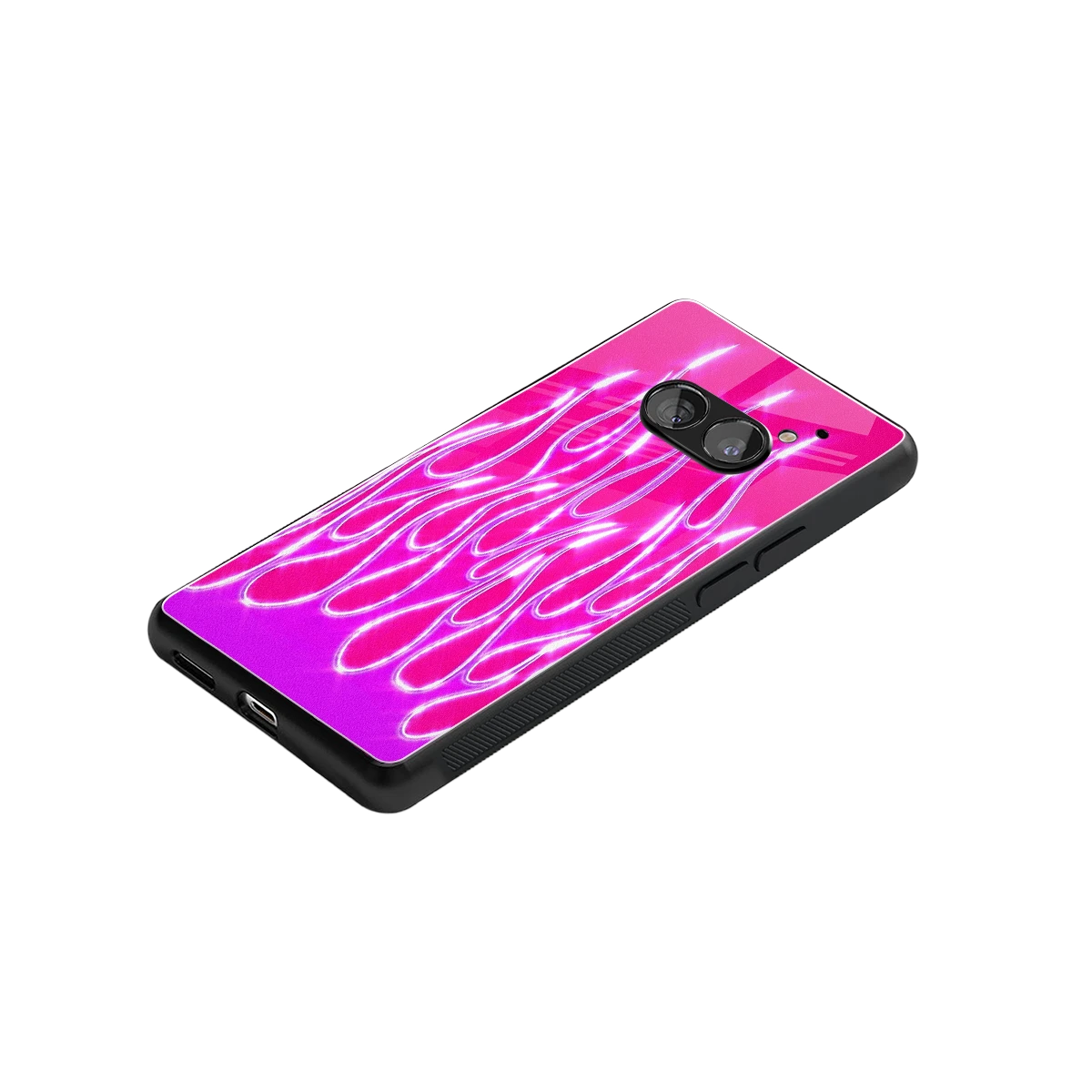 Flames Hot Pink stylish phone case for nothing phone 2a plus | glossy glass and slim fit