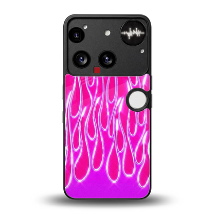 Flames Hot Pink back phone cover | glass case for nothing phone 3