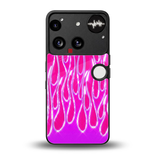 Flames Hot Pink back phone cover | glass case for nothing phone 3
