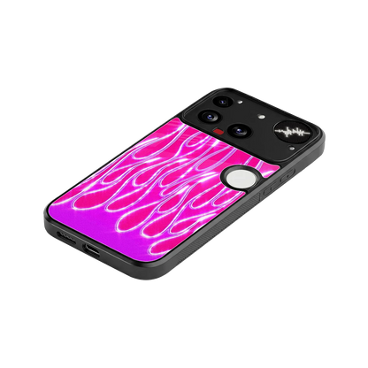 Flames Hot Pink stylish phone case for nothing phone 3 | glossy glass and slim fit