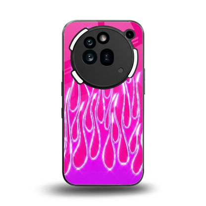 Flames Hot Pink back phone cover | glass case for nothing phone 3a pro