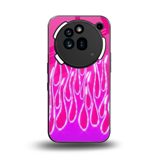 Flames Hot Pink back phone cover | glass case for nothing phone 3a pro