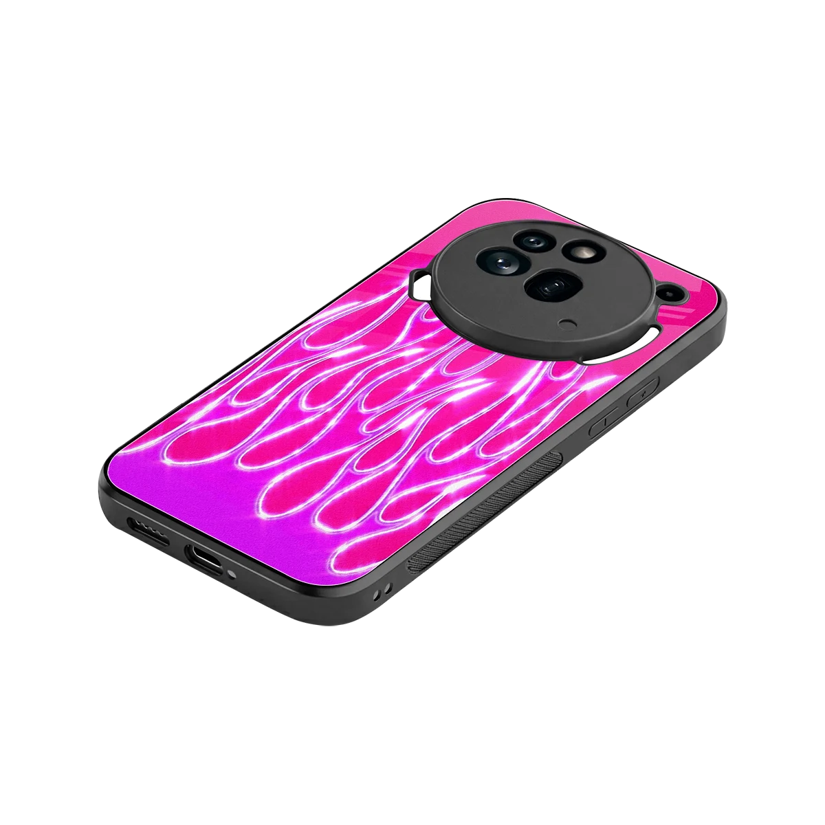 Flames Hot Pink stylish phone case for nothing phone 3a pro | glossy glass and slim fit