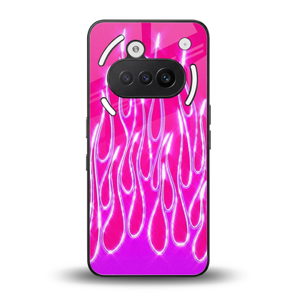 Flames Hot Pink back phone cover | glass case for nothing phone 3a