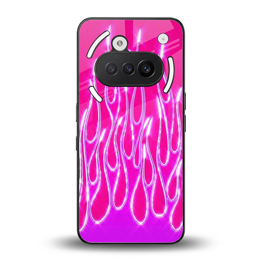 Flames Hot Pink back phone cover | glass case for nothing phone 3a