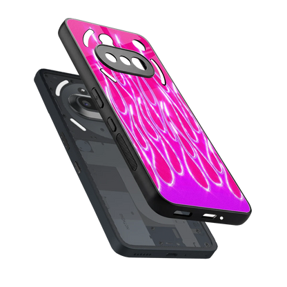 Flames Hot Pink sleek nothing phone 3a cover with tempered glass back and TPU edges