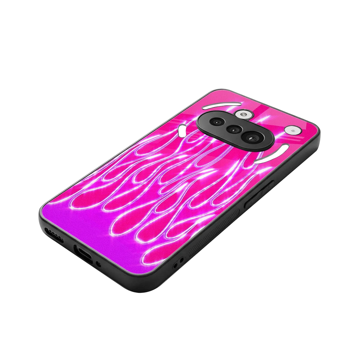 Flames Hot Pink stylish phone case for nothing phone 3a | glossy glass and slim fit