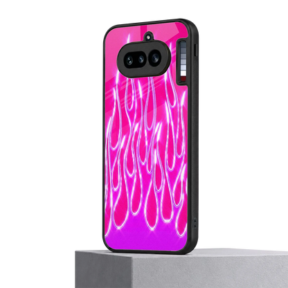 Flames Hot Pink nothing phone 4a mobile cover | shockproof glass phone case