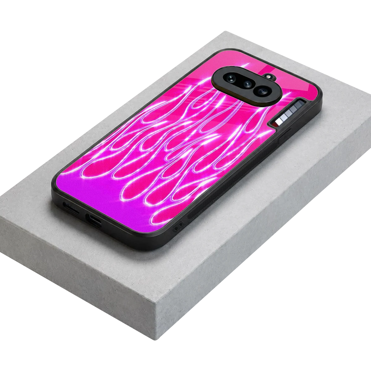 Flames Hot Pink stylish phone case for nothing phone 4a | glossy glass and slim fit